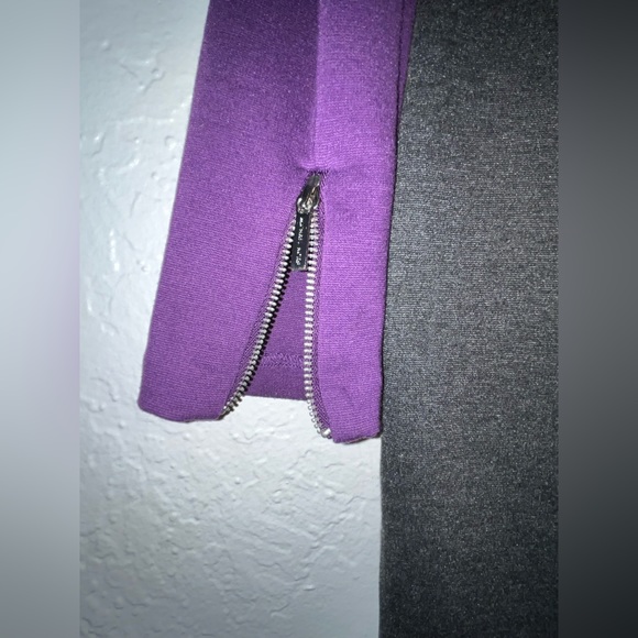 MICHAEL Michael Kors Women's Knit Purple & Gray Midi Stretch Knit Dress - Picture 7 of 7